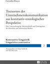 Buchcover Textsorten der Unternehmenskommunikation aus kontrastiv-textologischer Perspektive